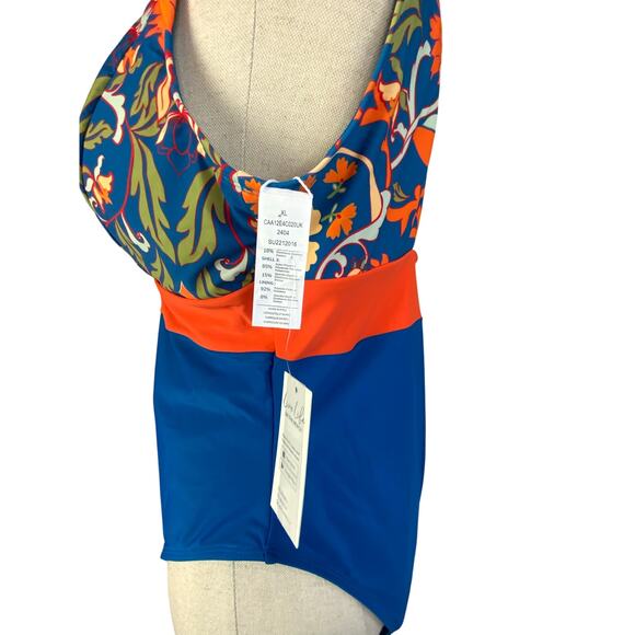 NWT- Cupshe Colorblock Plunging Tummy Control One Piece Swimsuit XL - Picture 6 of 9